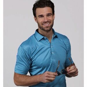 Blue Patterned Men's Polo Shirt brand new never worn collars & co
